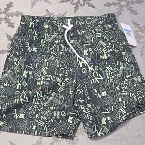 Men's Nike Medium Graphic Swim Shorts - Black and Green